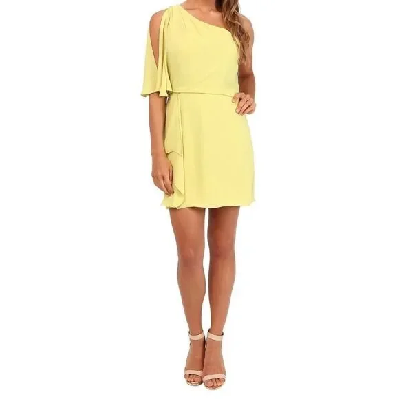 BCBGMAXAZRIA Mina Dark Lime One Shoulder Mini Dress - Picture 1 of 15